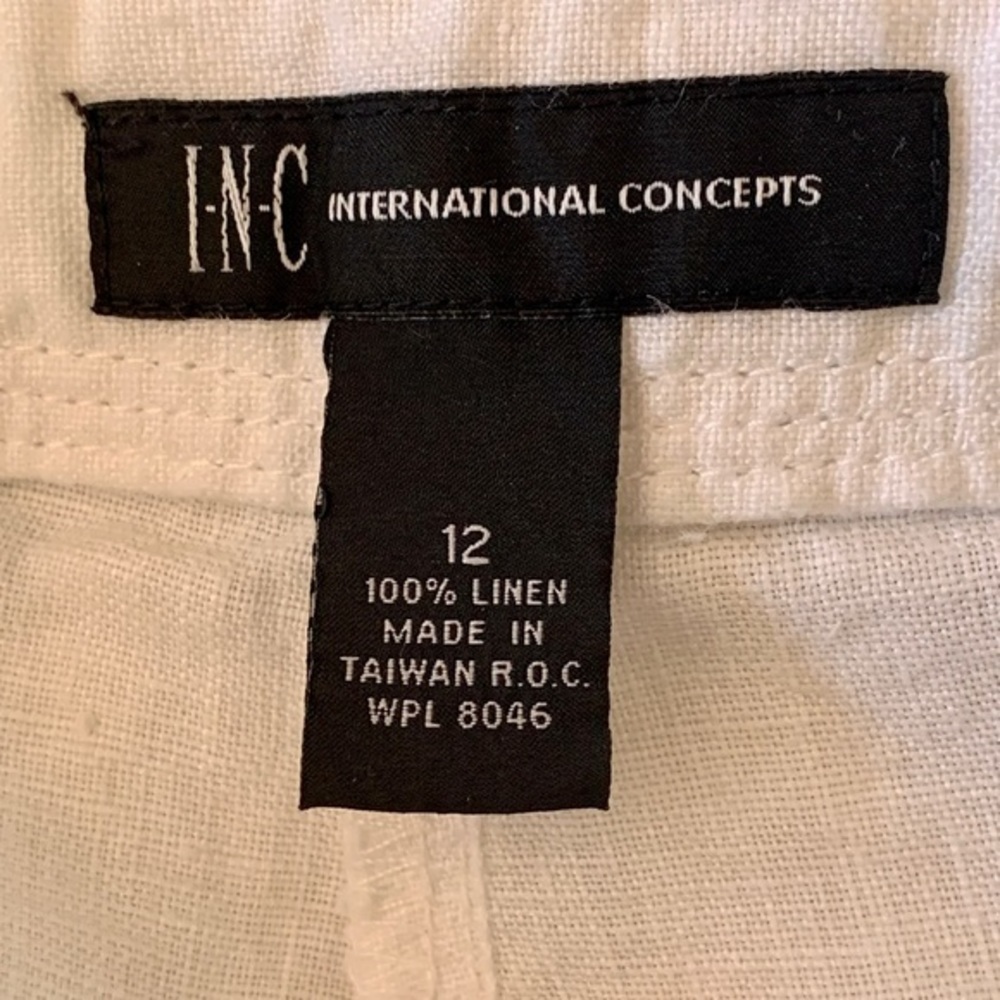 INC International Concepts White Linen Capris Size 12 - Picture 5 of 6